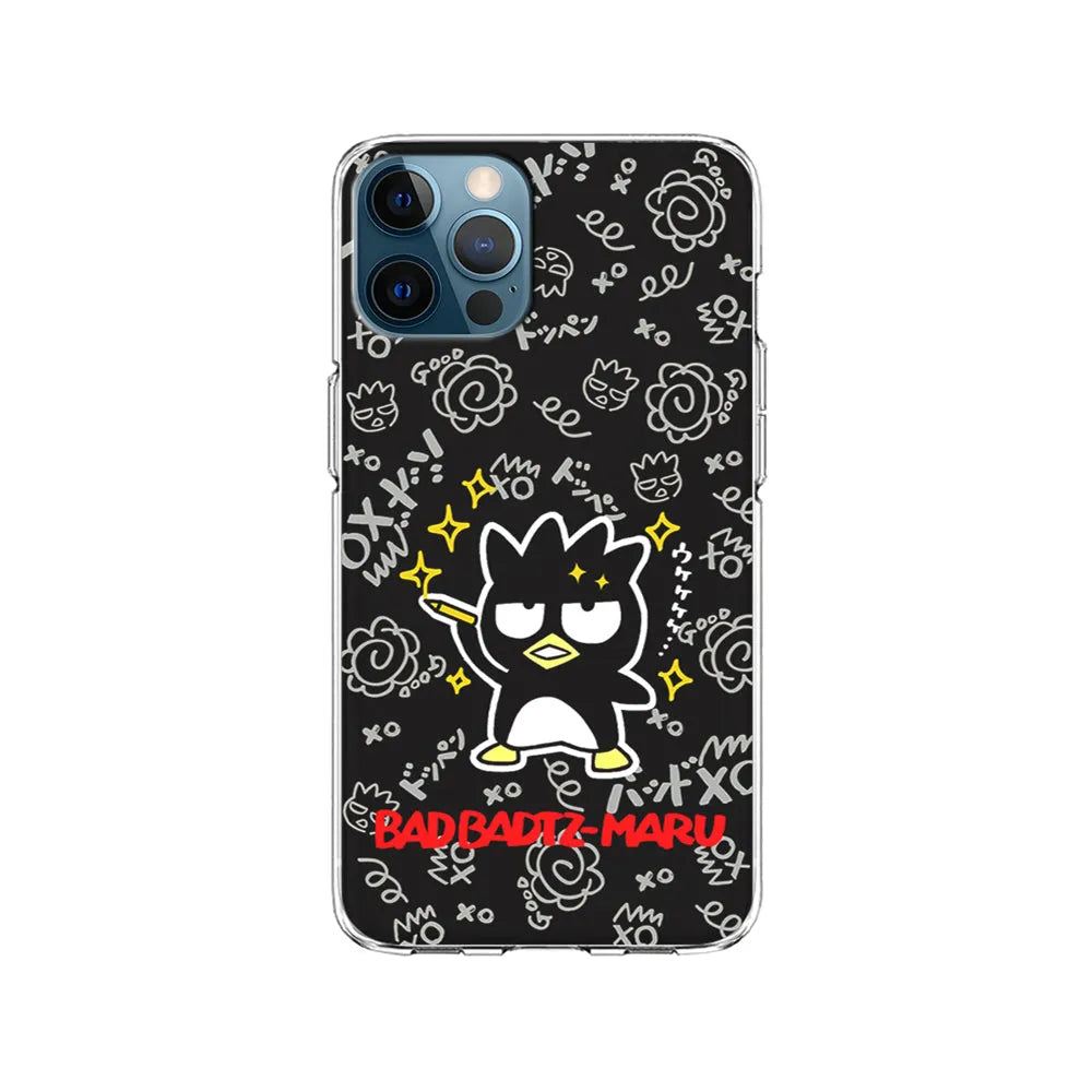 Badtz Maru Sanrio Black iPhone 13 Pro Case-Clear Soft Case-Xtracase