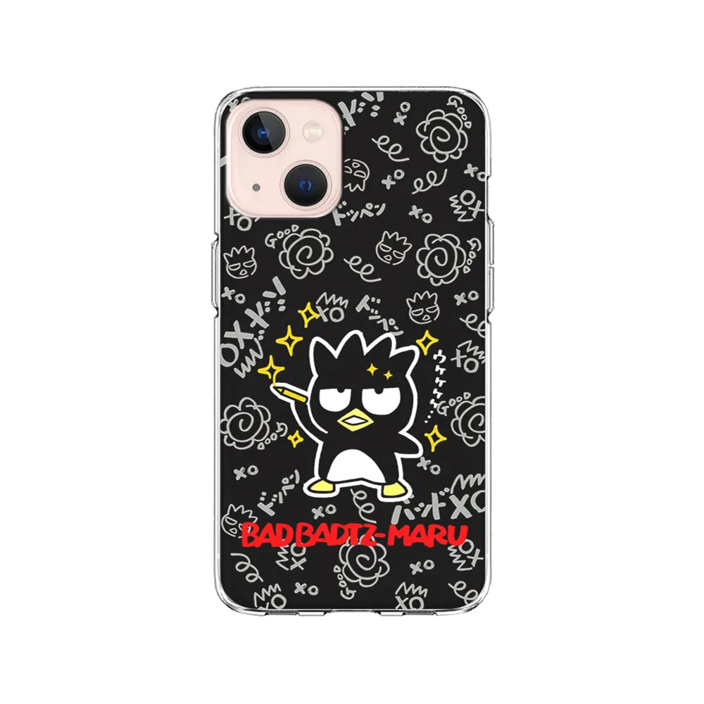Badtz Maru Sanrio Black iPhone 14 Plus Case-Clear Soft Case-Xtracase