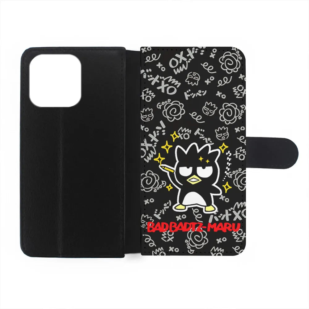 Badtz Maru Sanrio Black iPhone 15 Case-Flip Wallet Case-Xtracase
