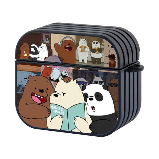 Bare Bears Learning The Winter Sports Hard Plastic Case Cover For Apple Airpods 3-Xtracase