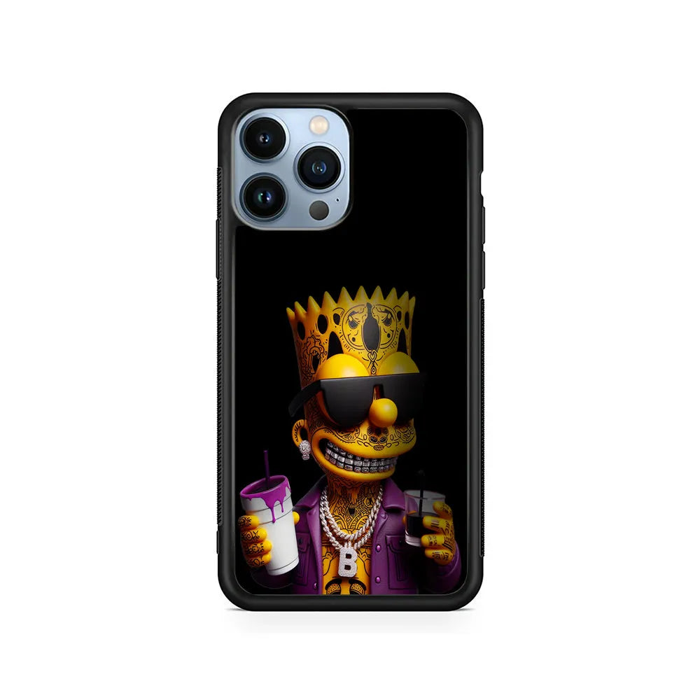 Bart Simpson The Rapper iPhone 13 Pro Case-Rubber / Black (2D Case)-Xtracase