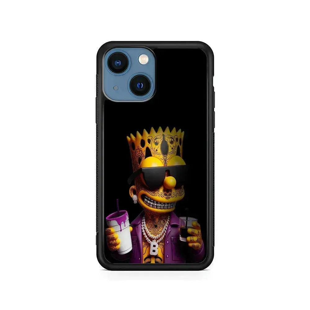 Bart Simpson The Rapper iPhone 13 Mini Case-Rubber / Black (2D Case)-Xtracase