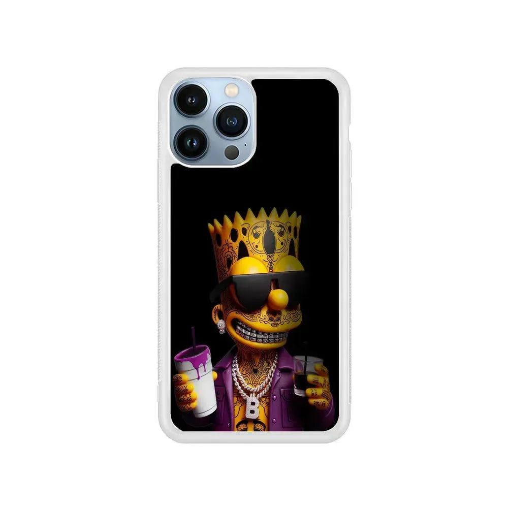 Bart Simpson The Rapper iPhone 15 Pro Max Case-Rubber / White (2D Case)-Xtracase