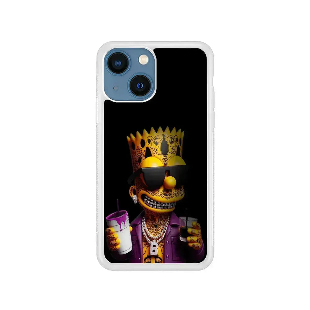 Bart Simpson The Rapper iPhone 13 Mini Case-Rubber / White (2D Case)-Xtracase