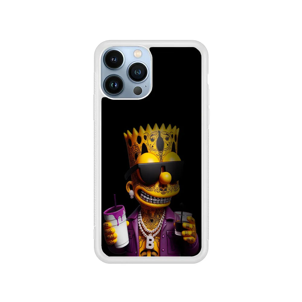 Bart Simpson The Rapper iPhone 13 Pro Case-Rubber / White (2D Case)-Xtracase