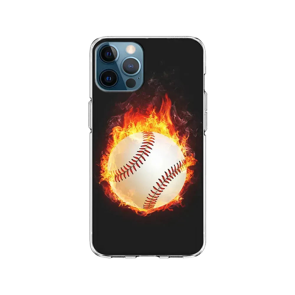 Baseball Ball on Fire iPhone 15 Pro Max Case-Clear Soft Case-Xtracase