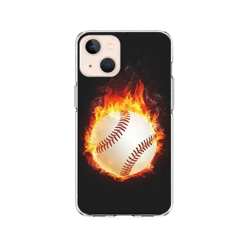 Baseball Ball on Fire iPhone 13 Mini Case-Clear Soft Case-Xtracase
