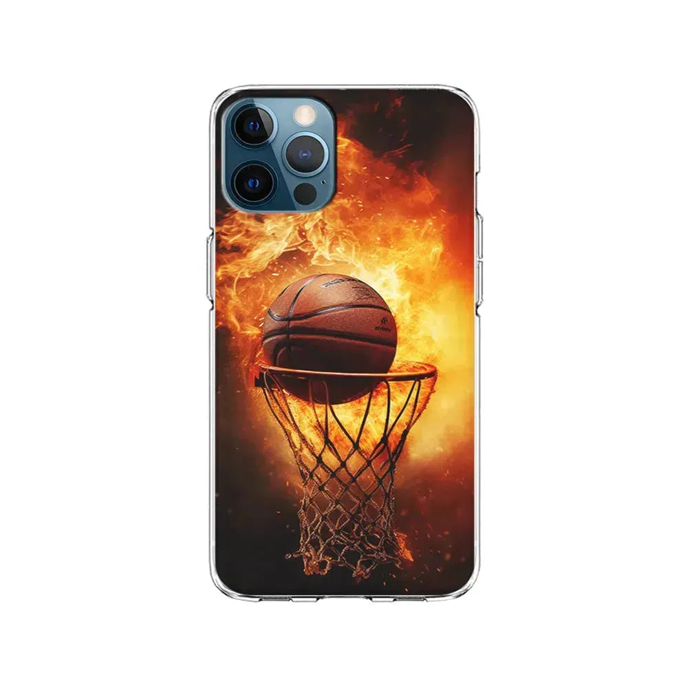 Basketball Ball on Fire iPhone 15 Pro Max Case-Clear Soft Case-Xtracase