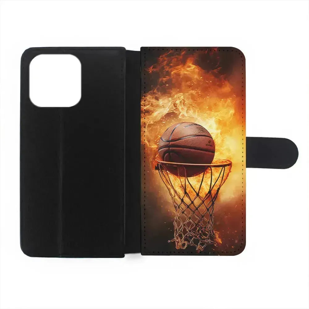 Basketball Ball on Fire iPhone 13 Mini Case-Flip Wallet Case-Xtracase