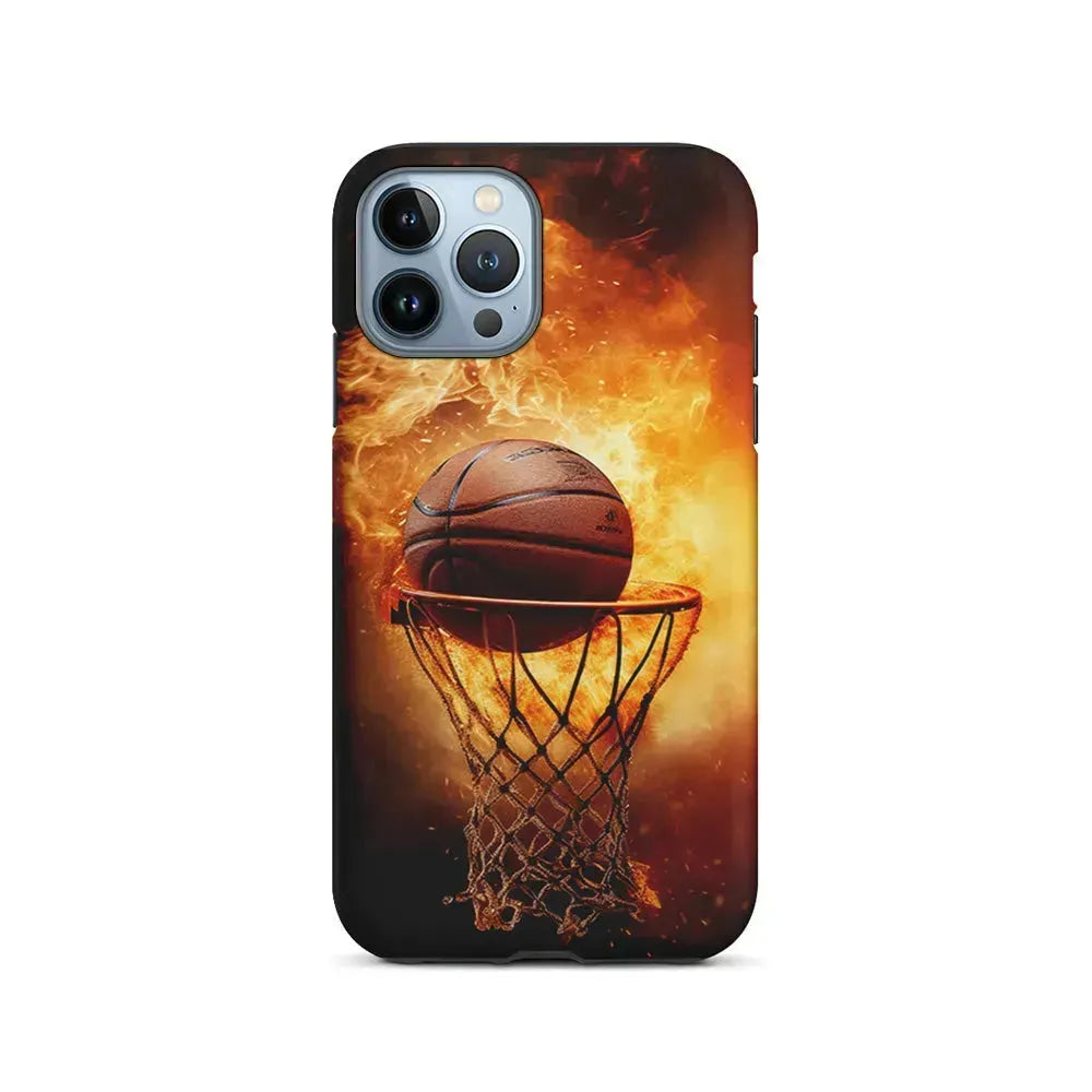 Basketball Ball on Fire iPhone 15 Pro Max Case-2 in 1 Tough Case-Xtracase