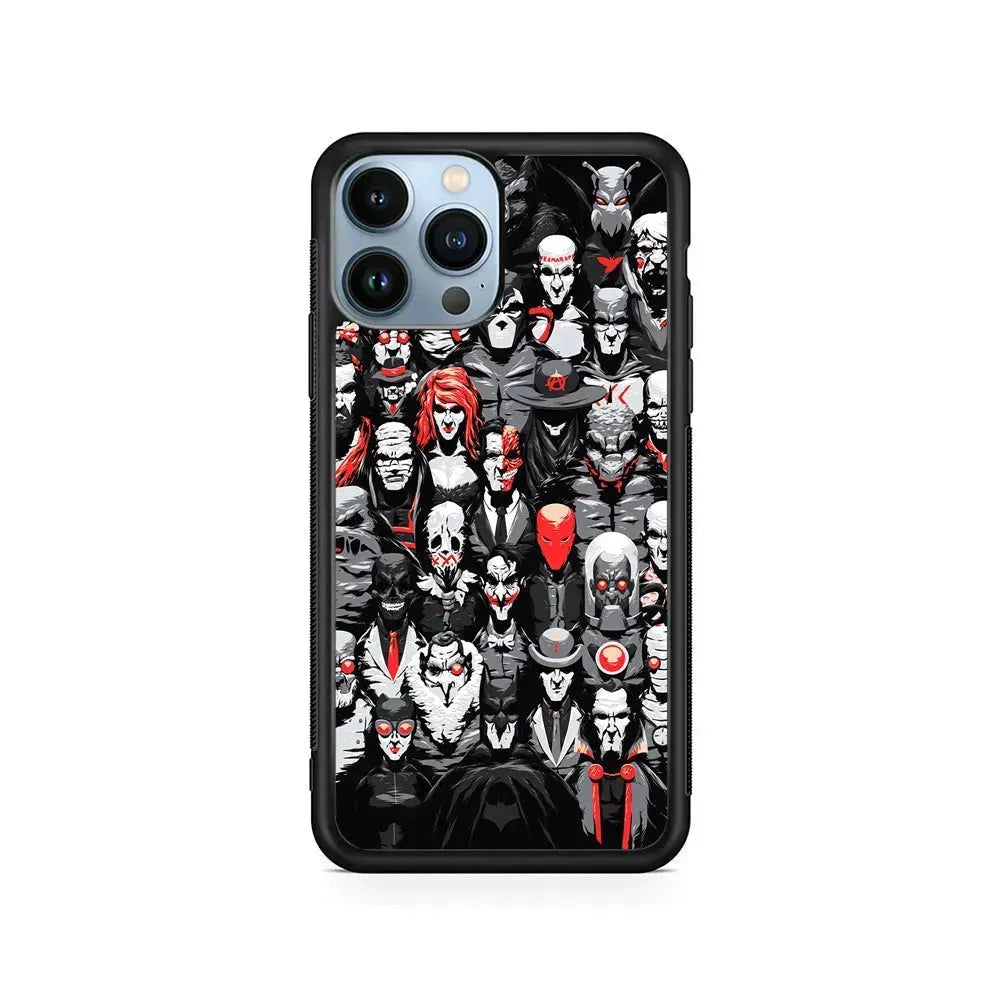 Batman Villains Character iPhone 15 Pro Max Case-Rubber / Black (2D Case)-Xtracase