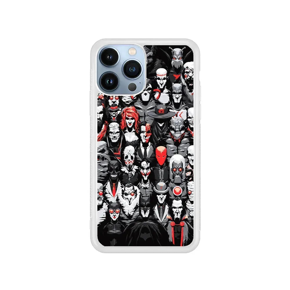 Batman Villains Character iPhone 15 Pro Max Case-Rubber / White (2D Case)-Xtracase
