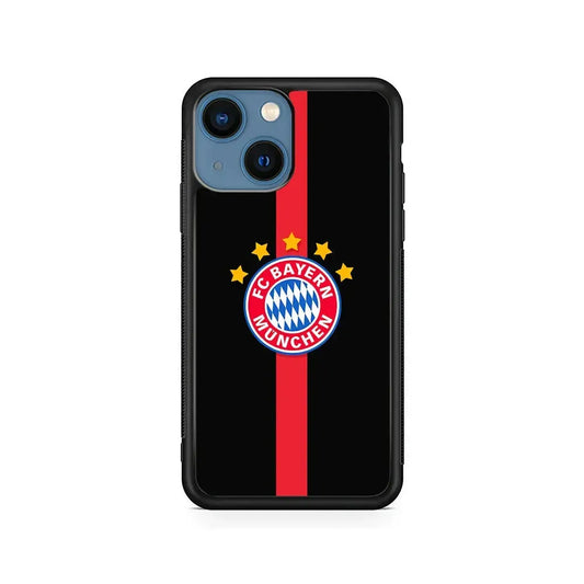 Bayern Munchen Stripe Red iPhone 13 Mini Case-Rubber / Black (2D Case)-Xtracase