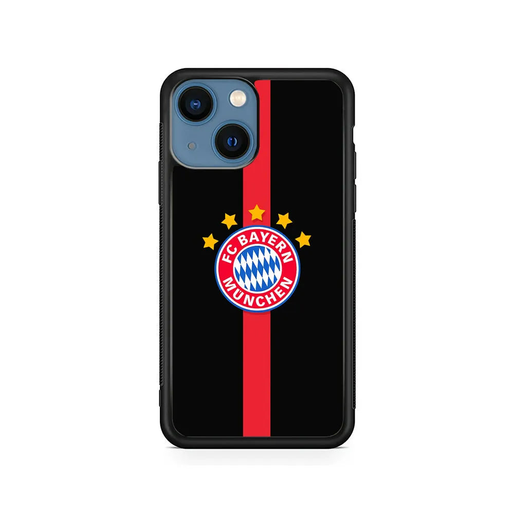 Bayern Munchen Stripe Red iPhone 14 Plus Case-Rubber / Black (2D Case)-Xtracase