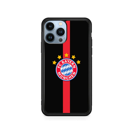 Bayern Munchen Stripe Red iPhone 13 Pro Max Case-Rubber / Black (2D Case)-Xtracase