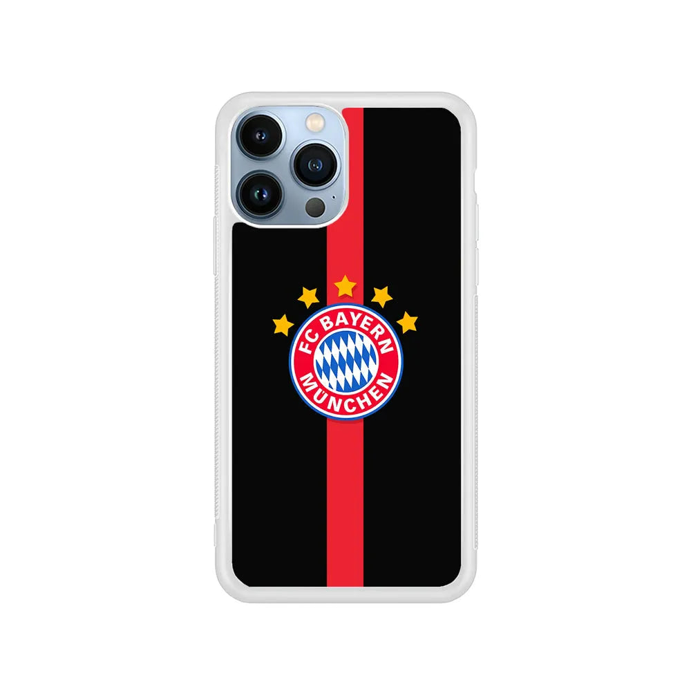Bayern Munchen Stripe Red iPhone 13 Pro Case-Rubber / White (2D Case)-Xtracase