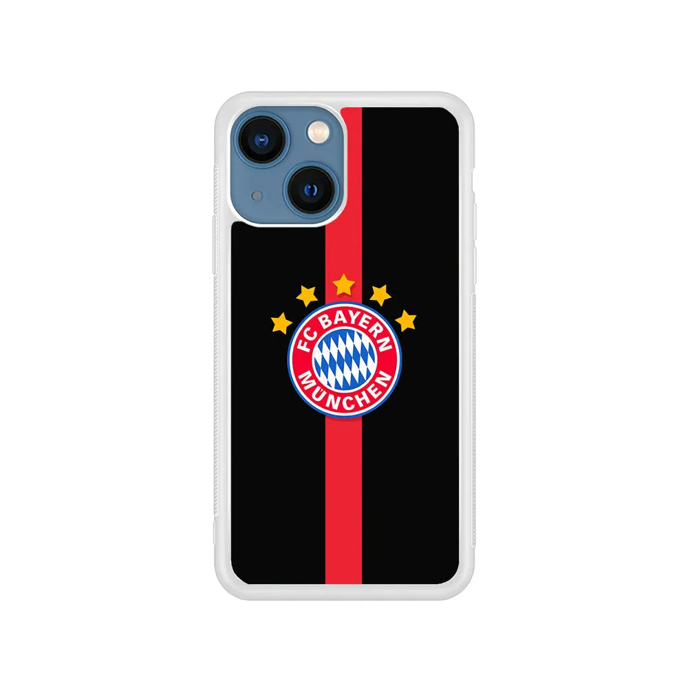 Bayern Munchen Stripe Red iPhone 14 Plus Case-Rubber / White (2D Case)-Xtracase