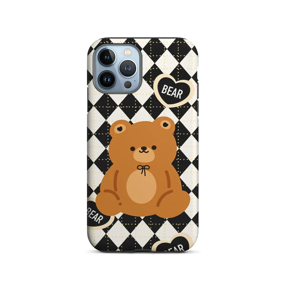 Bear and Black Flanel iPhone 13 Pro Case-2 in 1 Tough Case-Xtracase