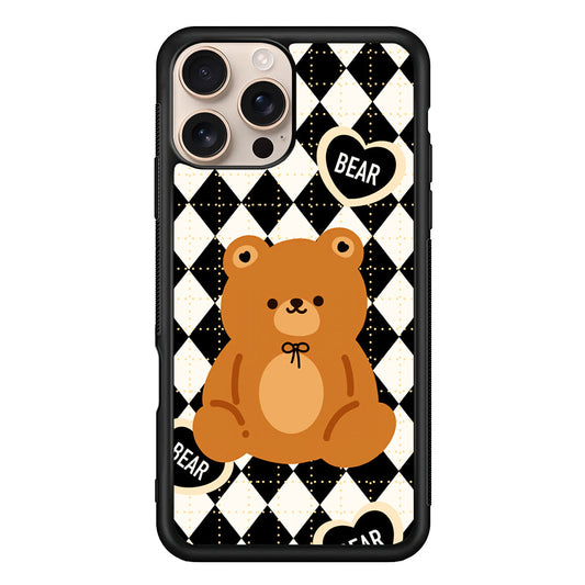 Bear and Black Flanel iPhone 16 Pro Max Case - iPhone 16 Pro Max