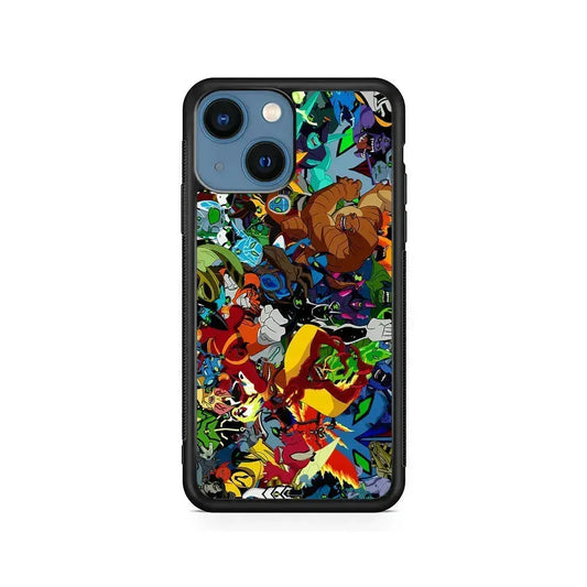 Ben 10 All The Alien iPhone 13 Mini Case-Rubber / Black (2D Case)-Xtracase