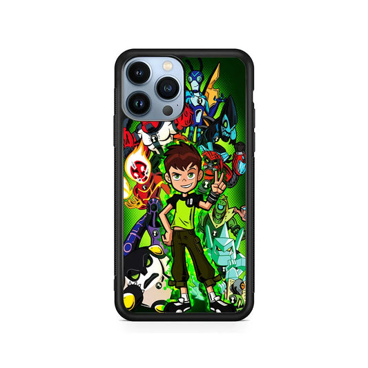 Ben 10 and All Alien iPhone 13 Pro Case-Rubber / Black (2D Case)-Xtracase