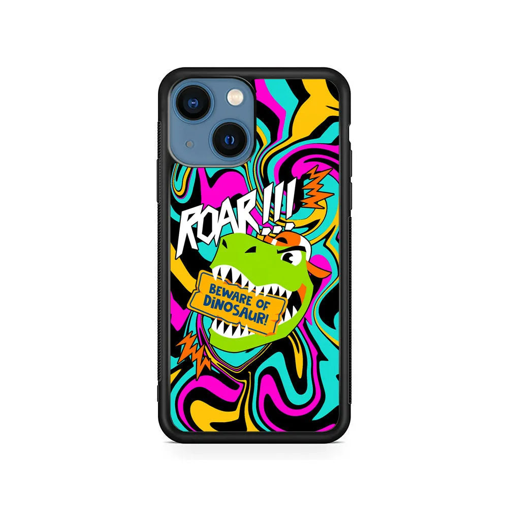 Beware from Dinosaur Roar iPhone 14 Plus Case-Rubber / Black (2D Case)-Xtracase