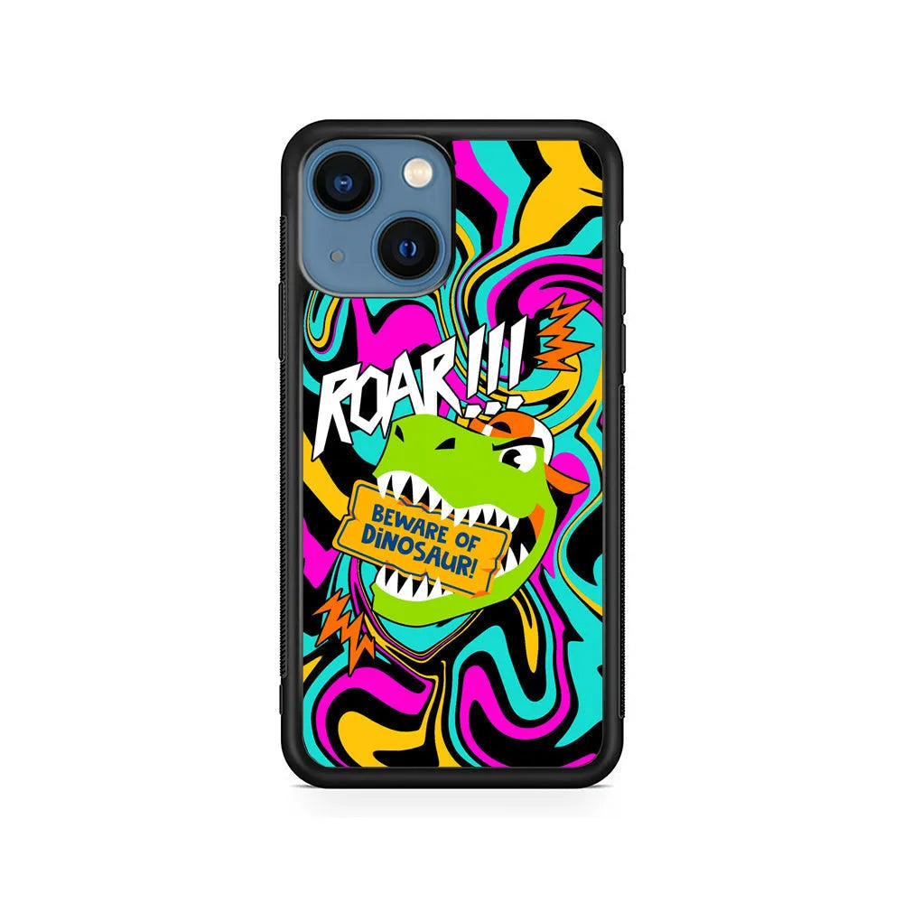 Beware from Dinosaur Roar iPhone 15 Plus Case-Rubber / Black (2D Case)-Xtracase