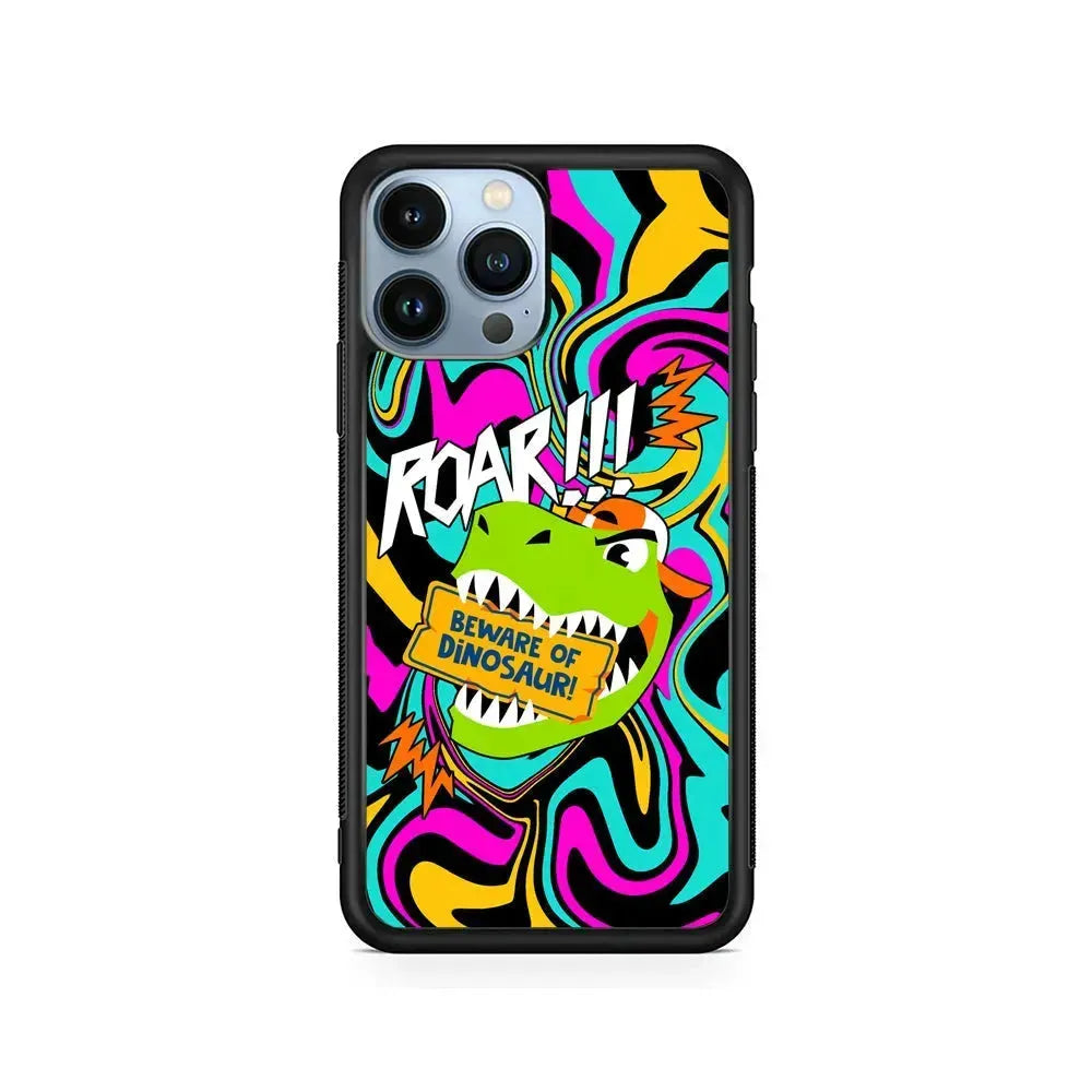 Beware from Dinosaur Roar iPhone 15 Pro Max Case-Rubber / Black (2D Case)-Xtracase