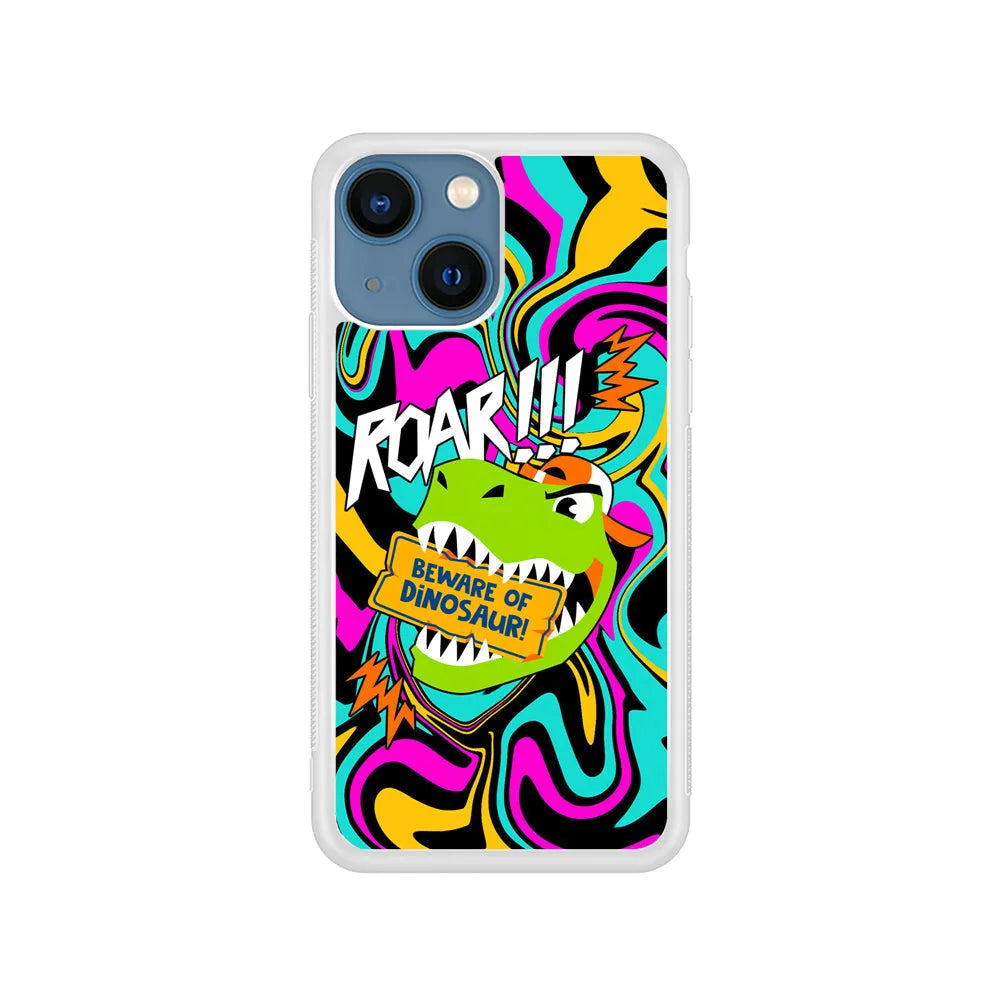 Beware from Dinosaur Roar iPhone 15 Plus Case-Rubber / White (2D Case)-Xtracase