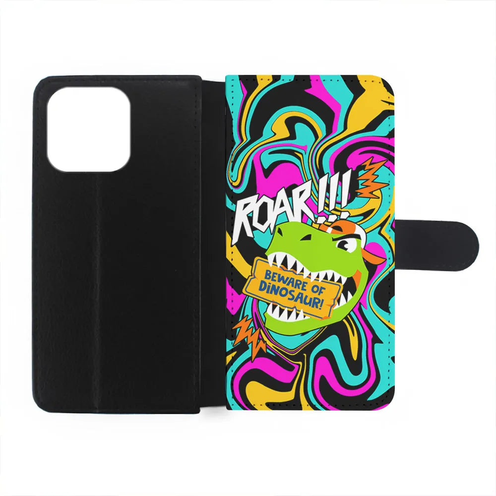 Beware from Dinosaur Roar iPhone 13 Pro Max Case-Flip Wallet Case-Xtracase