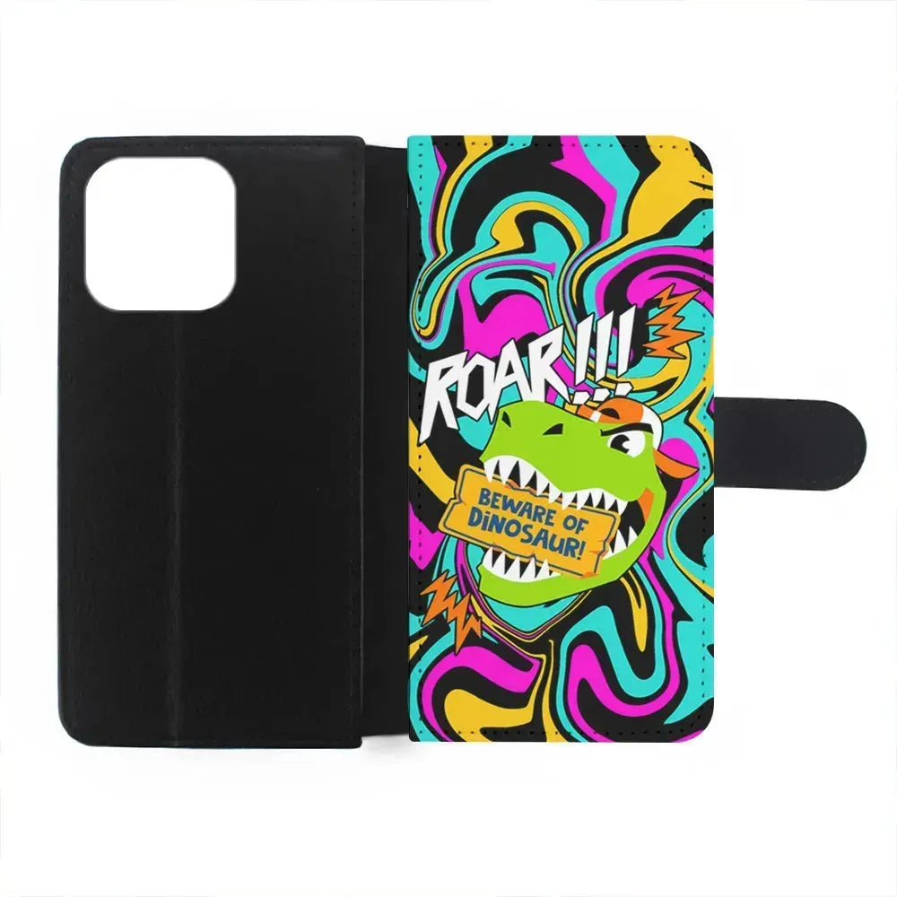 Beware from Dinosaur Roar iPhone 15 Pro Max Case-Flip Wallet Case-Xtracase