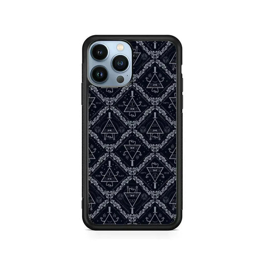 Bill Cipher Gravity Falls Pattern iPhone 15 Pro Max Case-Rubber / Black (2D Case)-Xtracase