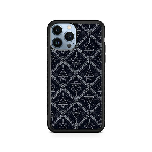Bill Cipher Gravity Falls Pattern iPhone 13 Pro Max Case-Rubber / Black (2D Case)-Xtracase