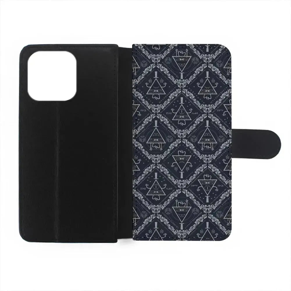 Bill Cipher Gravity Falls Pattern iPhone 15 Pro Max Case-Flip Wallet Case-Xtracase