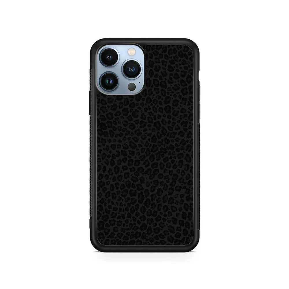 Black Leopard Skin Pattern iPhone 13 Pro Case-Rubber / Black (2D Case)-Xtracase