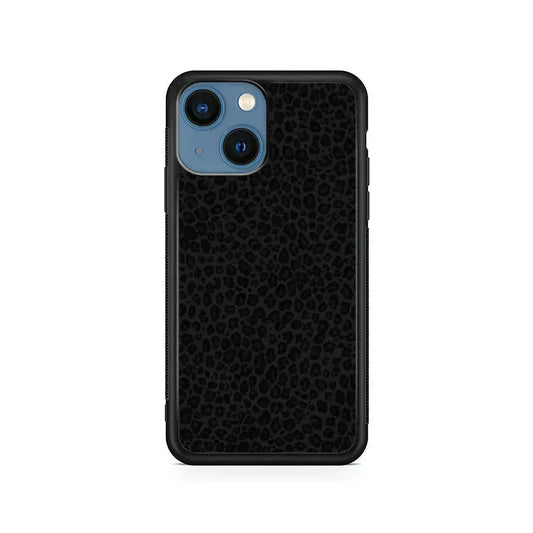 Black Leopard Skin Pattern iPhone 13 Mini Case-Rubber / Black (2D Case)-Xtracase