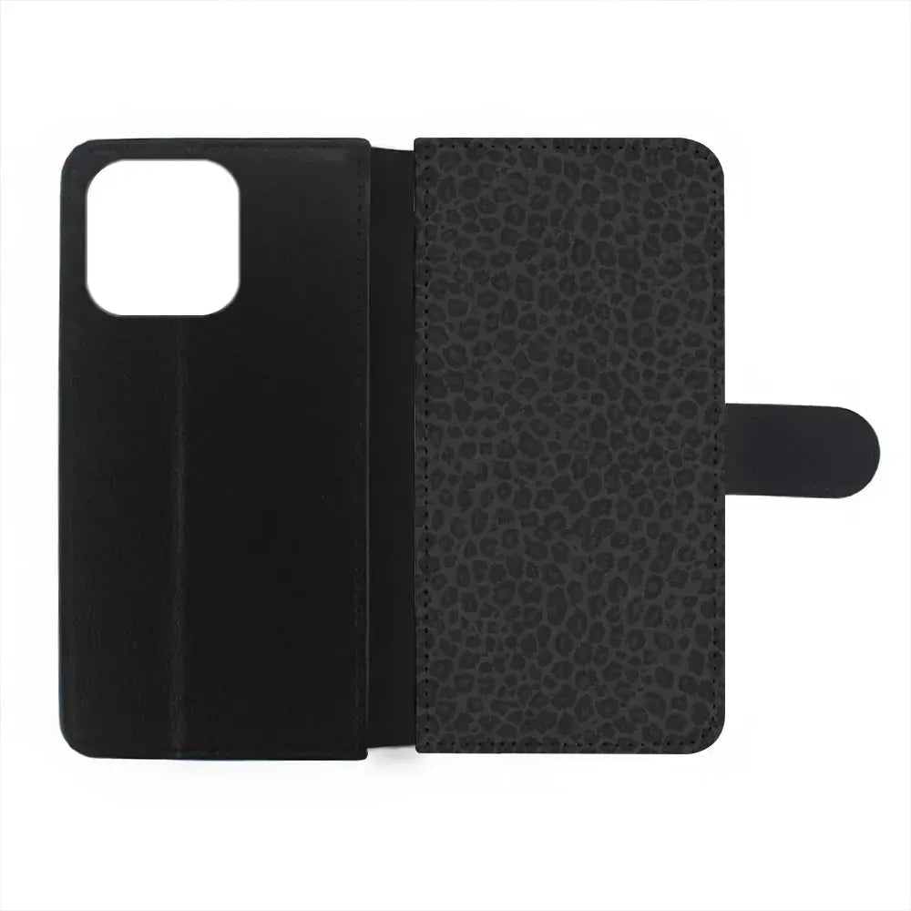 Black Leopard Skin Pattern iPhone 15 Pro Max Case-Flip Wallet Case-Xtracase