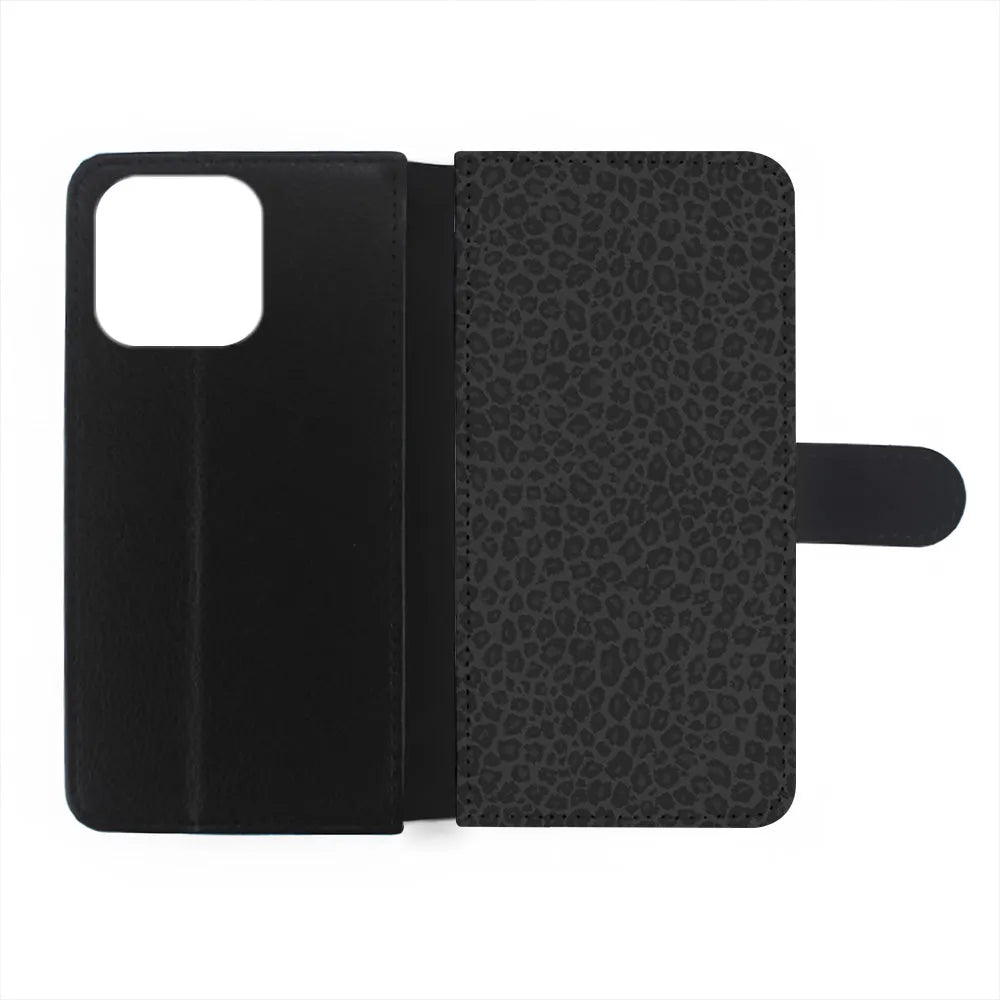Black Leopard Skin Pattern iPhone 13 Pro Case-Flip Wallet Case-Xtracase