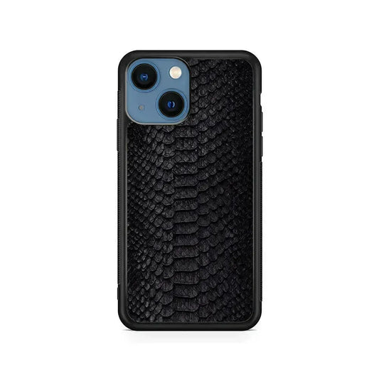 Black Snake Skin Pattern iPhone 13 Mini Case-Rubber / Black (2D Case)-Xtracase