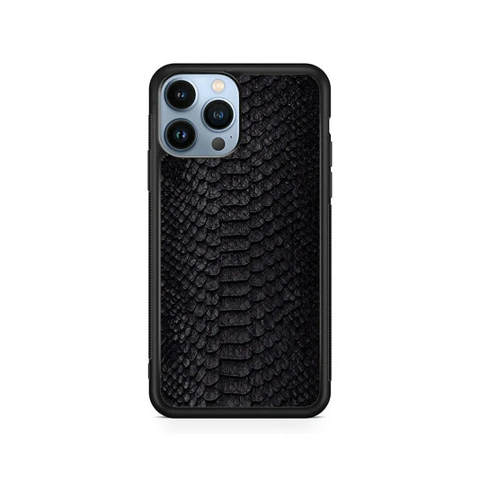 Black Snake Skin Pattern iPhone 13 Pro Case-Rubber / Black (2D Case)-Xtracase
