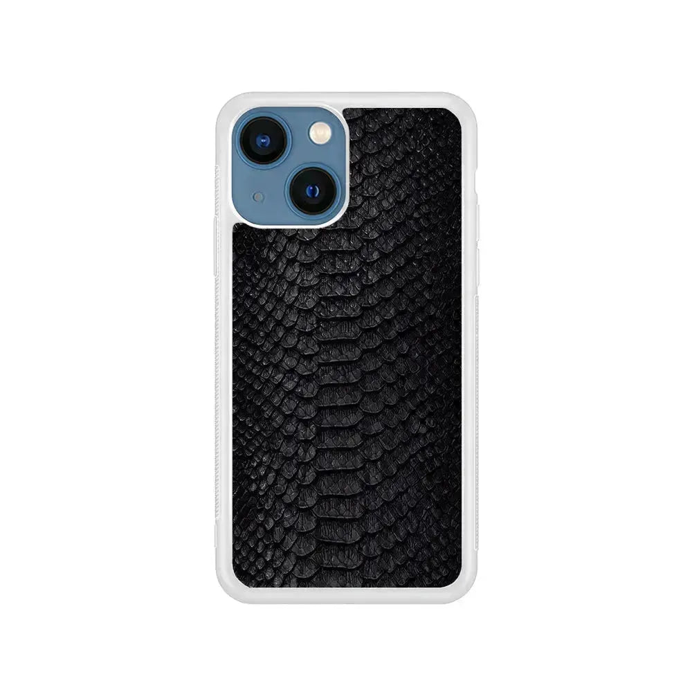 Black Snake Skin Pattern iPhone 13 Mini Case-Rubber / White (2D Case)-Xtracase