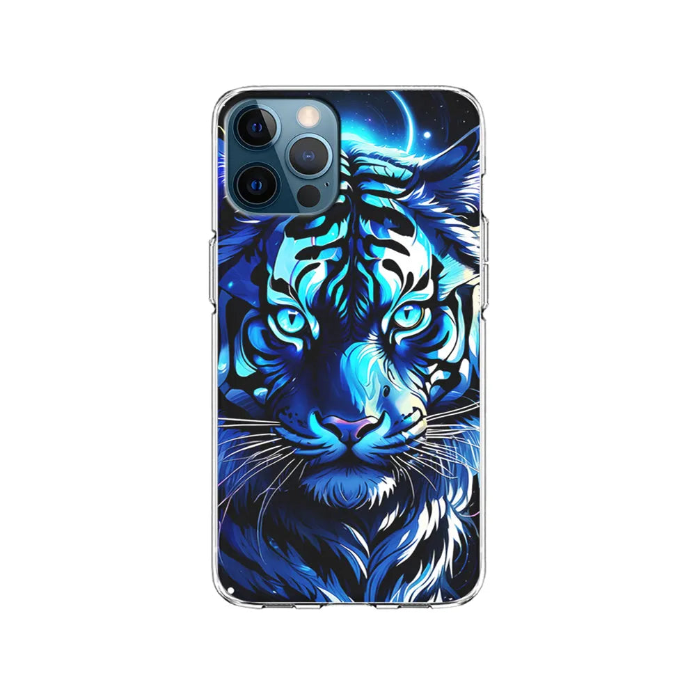 Blue Tiger Head iPhone 13 Pro Case-Clear Soft Case-Xtracase