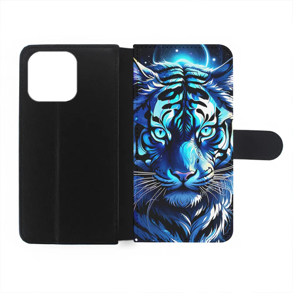 Blue Tiger Head iPhone 13 Pro Case-Flip Wallet Case-Xtracase
