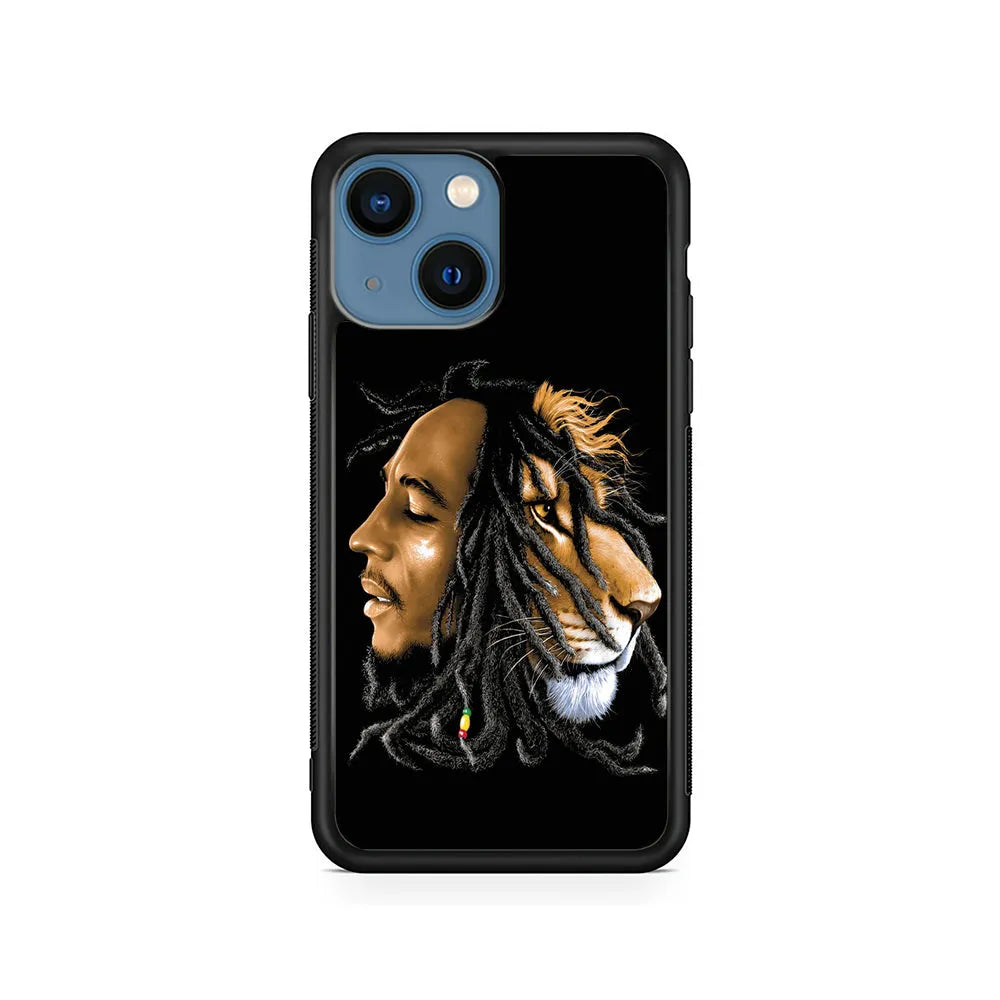 Bob Marley Lion Art iPhone 14 Plus Case-Rubber / Black (2D Case)-Xtracase