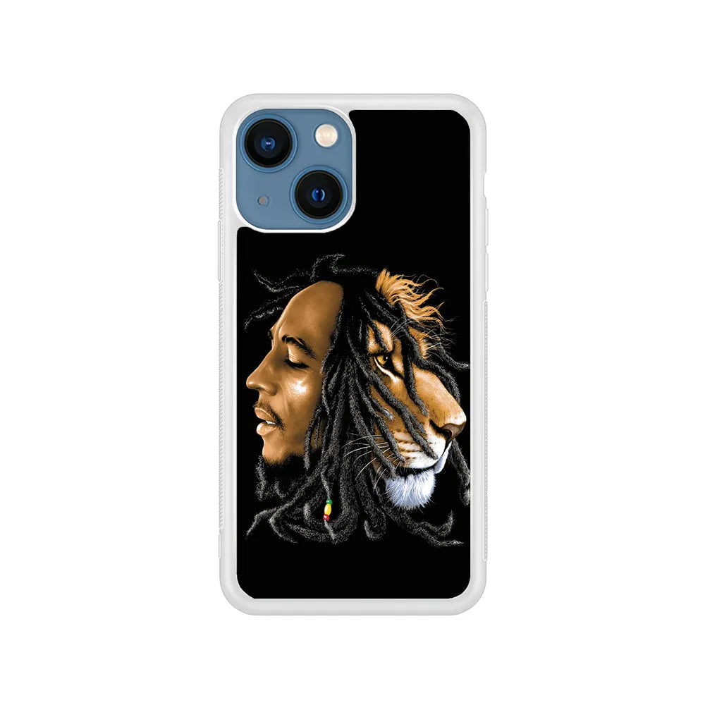 Bob Marley Lion Art iPhone 14 Plus Case-Rubber / White (2D Case)-Xtracase