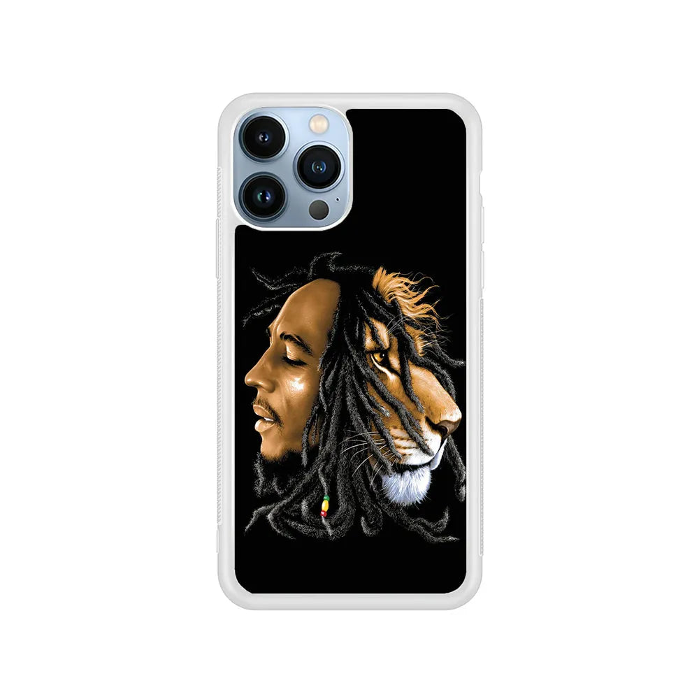 Bob Marley Lion Art iPhone 13 Pro Case-Rubber / White (2D Case)-Xtracase