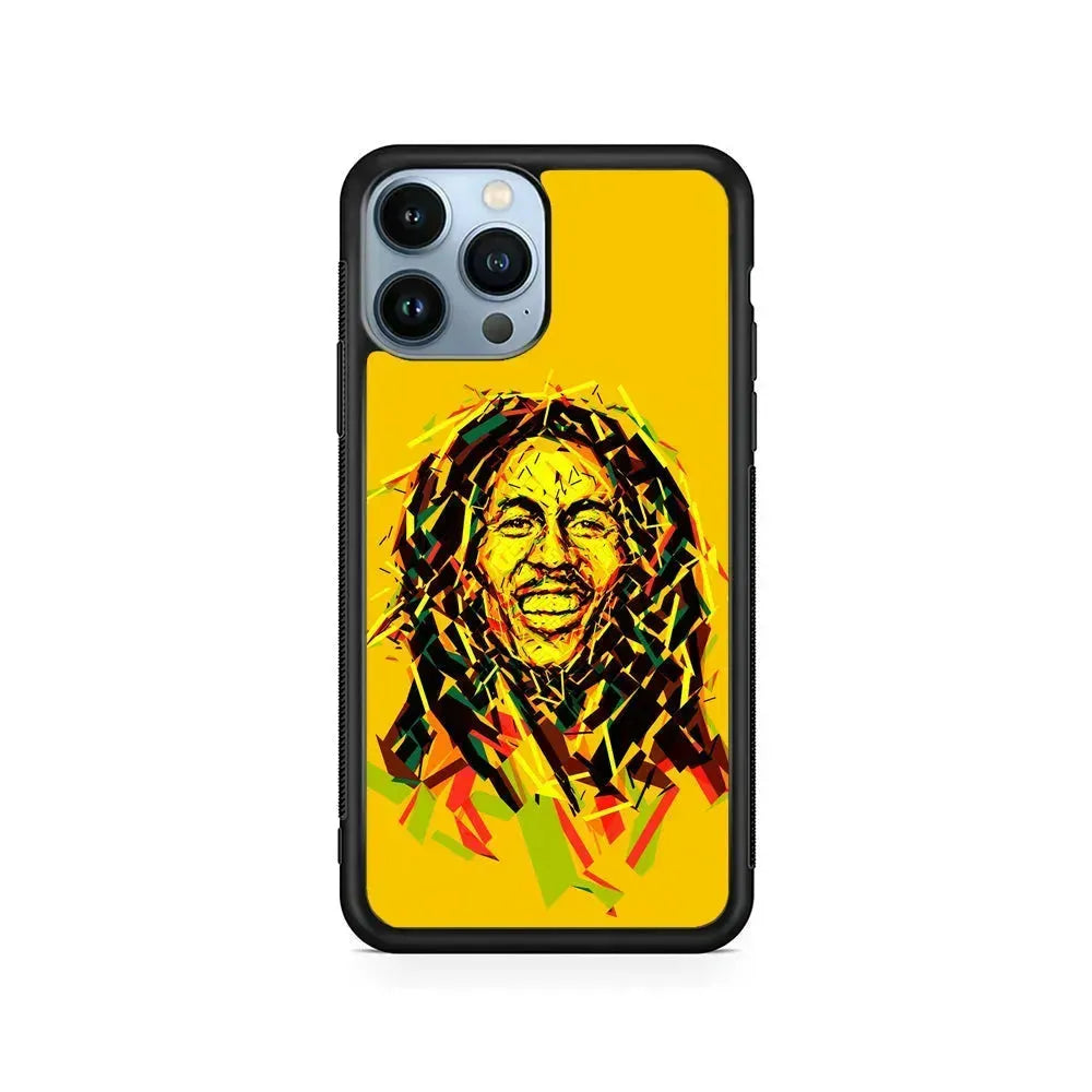 Bob Marley Pop Art Reggae iPhone 15 Pro Max Case-Rubber / Black (2D Case)-Xtracase