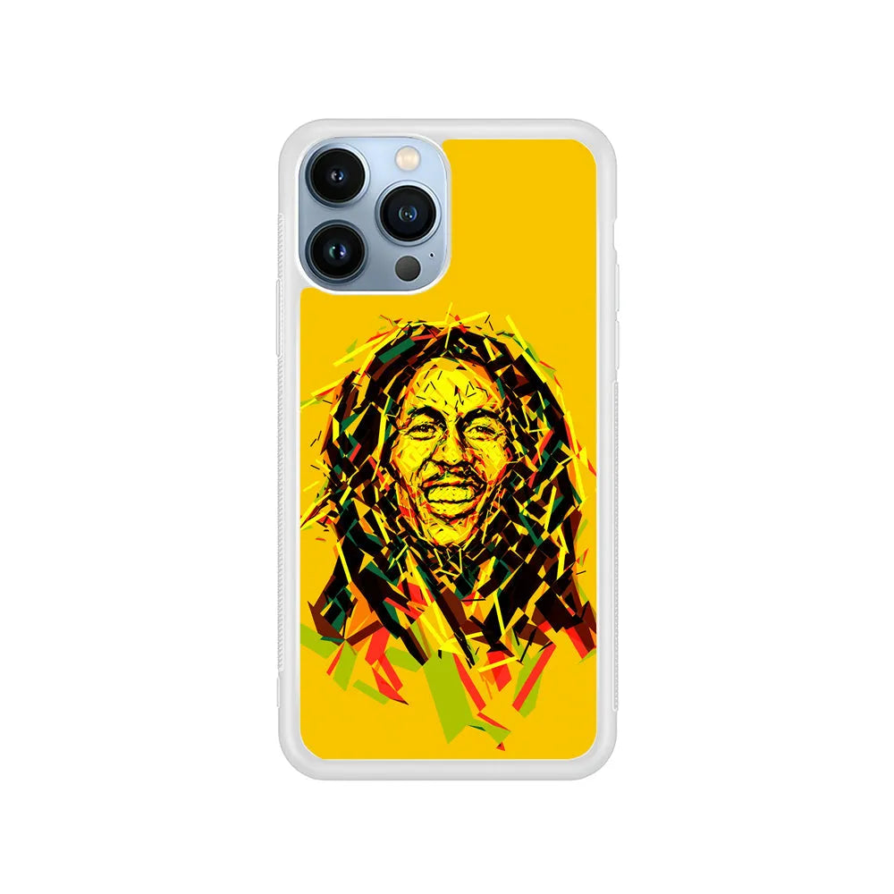Bob Marley Pop Art Reggae iPhone 13 Pro Case-Rubber / White (2D Case)-Xtracase