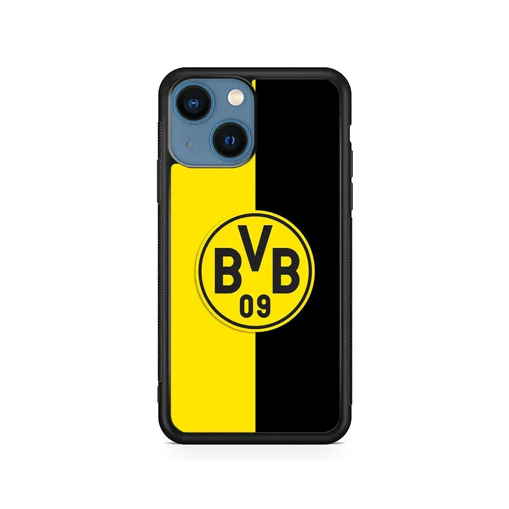 Borussia Dortmund Yellow Black iPhone 13 Mini Case-Rubber / Black (2D Case)-Xtracase
