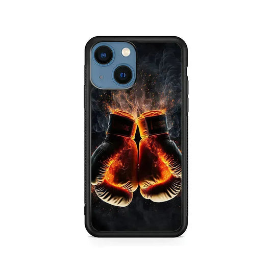 Boxing Gloves In Fire iPhone 13 Mini Case-Rubber / Black (2D Case)-Xtracase